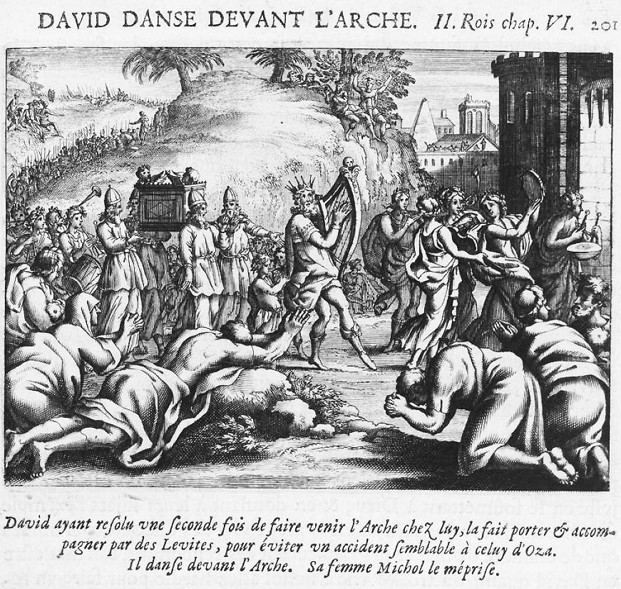 In feierlicher Prozession wird die Bundeslade in die Stadt getragen. König David schreitet ihr singend und tanzend voran.